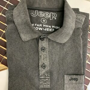Jeep‎ Charcoal Gray Long Sleeve 1/4 Button Collar How High Shirts Men's Sz M